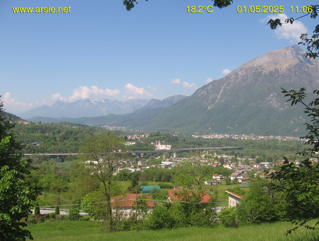 Webcam di Arsiè - Panorama - Casan, Paiane, Cadola, Canevoi, monte Serva